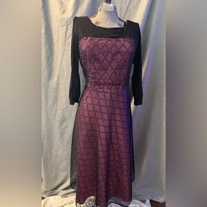 Vintage En-Suey Y2K BarbieCore Satin overlaid Black Sheer with Diamond Pattern